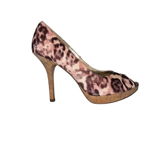 NWOT ISOLA Notte in Pink Champagne Leopard Print Peep Toe Stiletto Heels… - Picture 2 of 9